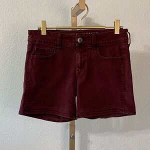 American Eagle Outfitters Dark Red midi Jean Shorts- Size 4